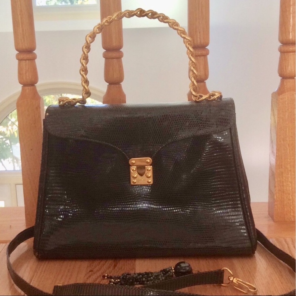 ⚡️FLASH SALE!✨ 🎉HOST PICK!🎊 💛 Lana Marks of London! Dark Grey w/Gold Python🐍Bag!